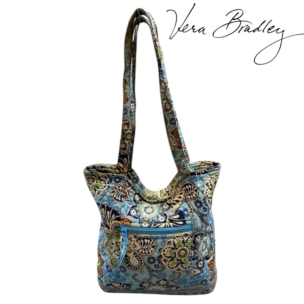 RETIRED Vera Bradley Villager Tote Bag BALI BLUE Pattern Medium Handbag Purse